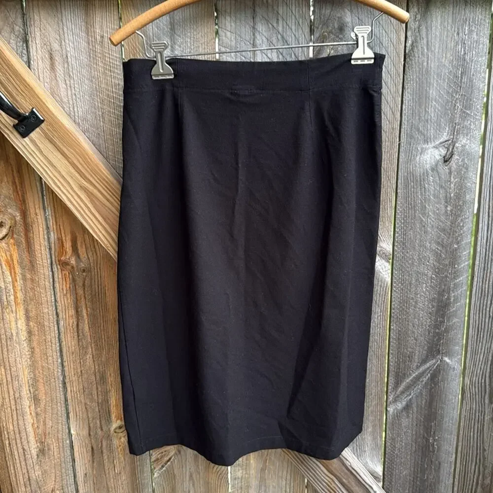 Eileen Fisher System Stretch Crepe Pencil Skirt Black Small Below Knee